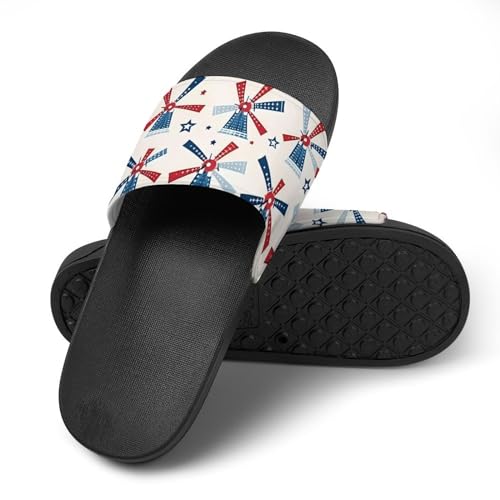 Windmill Patriotic Celebrate America Independence Non Slip Slides Sandals for Women Men Quick Drying Shower Shoes for Bathroom Pool Beach4