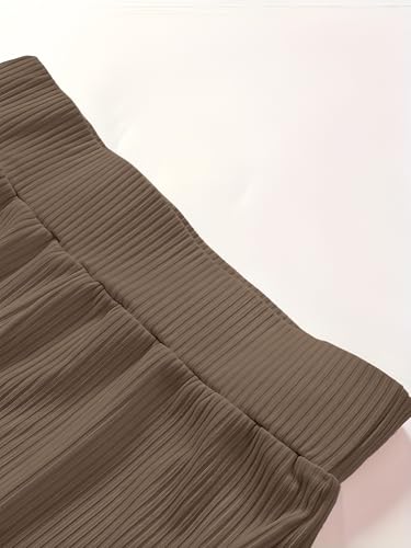 Image of Jawdrobe Women's High Waist Ribbed Flared Pants Stretchable Slim Fit Bootcut Trousers Soft Knit Casual Wear for Daily Office Travel (for Ideal Height 5.3)