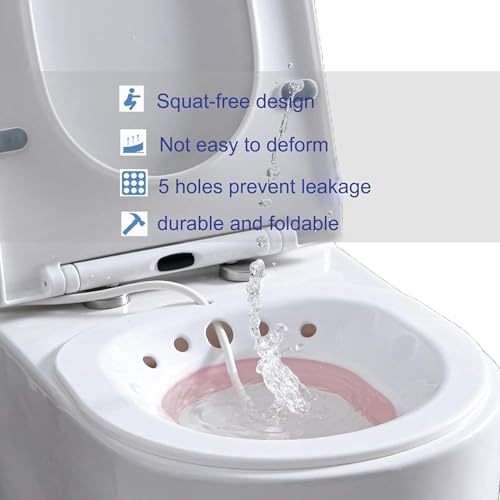 Image of Foldable Sitz Bath Tub for Toilet Seat with Flusher - Postpartum Recovery & Hemorrhoid Relief Basin | Portable Sitz Bath Bowl for Pain Relief, Hygiene & Therapy Use