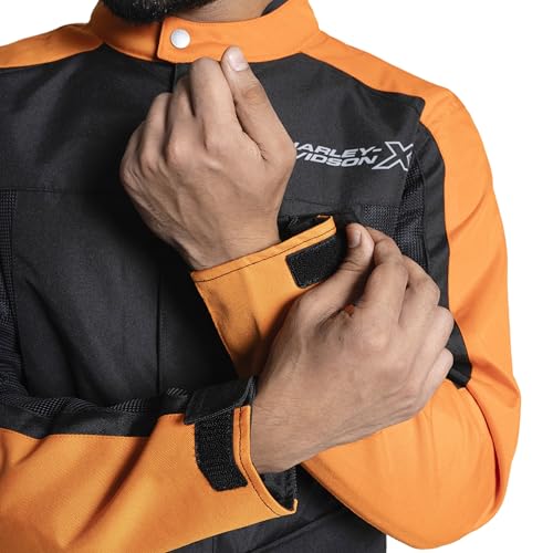 Image of HARLEY-DAVIDSON X TourX Edge Riding Jacket | 100% Polyester with Breathable Mesh Lining | Reflective Prints, Mandarin Collar & Contrast Piping | Durable, Lightweight & Stylish Motorcycle Jacket