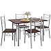 CASARIA Conjunto Mesa y 4 sillas Paul Muebles de Cocina Comedor Roble Oscuro Mesa MDF Resistente 110x70cm