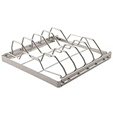 Lawnoval Parrilla de acero inoxidable para asar filetes y costillas de cordero, herramienta de barbacoa al aire libre, color plateado