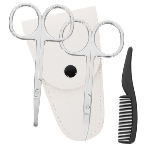 SOESFOUFU Stainless Steel Nose Hair Trimmer Set 4pc Scissors Kit for Beard and Styling