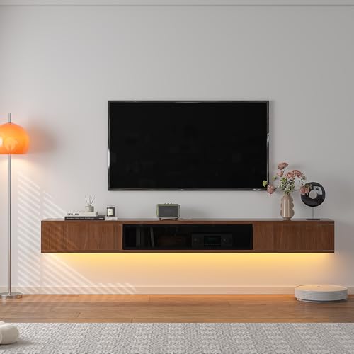 FurniNova High Gloss Floating TV Stand,55'' Wall Mounted TV Console,Under