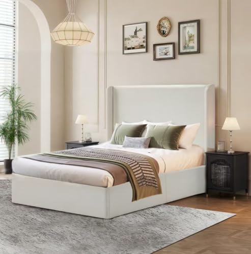 QUOPID Queen Size Upholstered Platform Bed Frame with 54" Tall