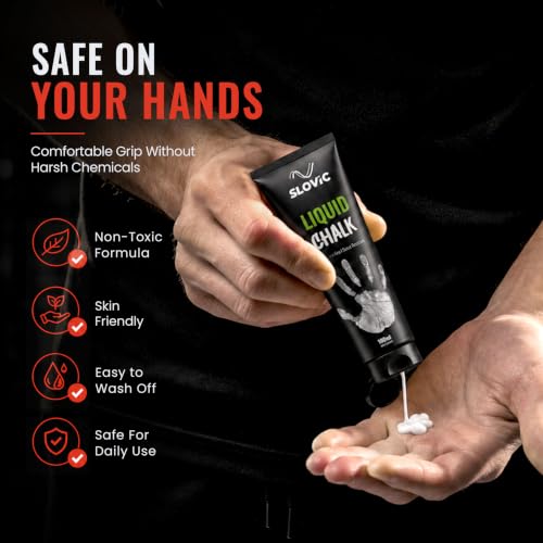 Image of Slovic Liquid Chalk for Gym [2 x 100 ML] | Chalk for Gym Hand Grip | Gym Chalk for Strong Grip in Weight Lifting | Gym Equipment for Barbell Rod Grip | Ideal for Workout, Gym, Rock Climbing & Crossfit