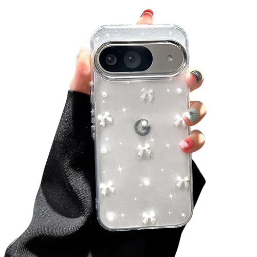 Coque Google Pixel 8 mignon étui noeud 3D blanc idée cadeau esthétique