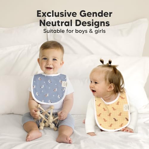 Image of 8-Pack Organic Baby Bibs for Boys, Girls - Soft Cotton Drooling and Teething Bibs for Baby Girl & Boy, Extra Absorbent, Easy to Clean & Put On for Toddler, Newborn, Infant 0-24 Months (Fall Spores)