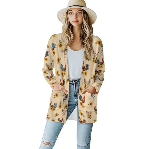 Image of Biyejit Women's Long Sleeve Open Front Cardigan Casual Loose Lightweight Cardigans with Pockets Drape Cardigan