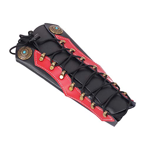 Windfulogo PU Leder Bogenschießen Armschutz Archery Arm Guard Handschutz Stütze Armschutz Langbogenjagd Schießen Rot Cover