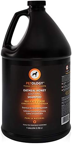 Petology Oatmeal Honey Soothing Shampoo, Gallon - Natural, Gentle, Sulfate-Free, Relieves Inflamed Skin and Provides Long Term Moisturization, Bulk Refill Size 128 oz