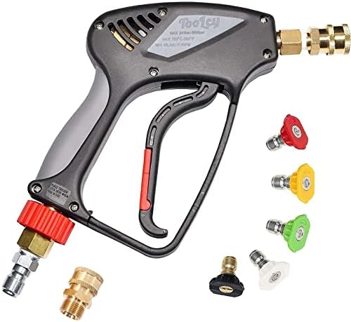 TOOLCY Pressure Washer Short Gun, Commercial 5000 PSI / 10.5 GPM with Nozzle Tips, 3/8" Swivel USA-NPT Thread x Quick Socket, Sturdy Design for Gas Power Washer