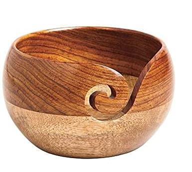 KAM Home Handmade Sheesham Wood Yarn Bowl