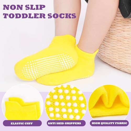 Image of Toddler Socks SkiBeaut 12 Pairs Non Slip Skid Ankle Socks For Kids Boys Grips Cotton Crew Socks For 1-10 Years