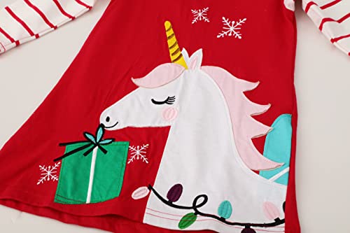 Toddler Girls Winter Dress Casual Long Sleeve Cotton Playwear Warm Christmas Appliques Jersey Tunic Outfits Size 2-84