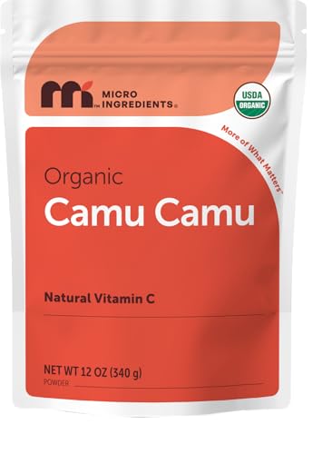 Micro Ingredients Organic Camu Camu Powder, 12 oz | Freshly Harvested Berry Source | Source of Naturally Occurring Vitamin C | Non-GMO, Vegan Friendly