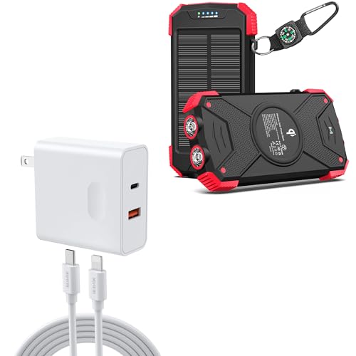 BLAVOR 10,000mAh Solar Wireless Charger Power Bank+USB C Wall Charger 20W Dual Port Fast Charger with Cable