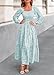 KIRUNDO Wedding Guest Dresses for Women Spring 2026 Long Sleeve Smocked Floral Flowy A Line Boho Maxi Dress Fashion Clothing (Light Blue, X-Large)