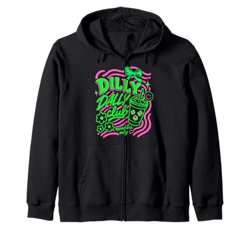 Dilly Dally Club Member Only, Coquette Bow Iced Coffee Tees Zip Hoodie