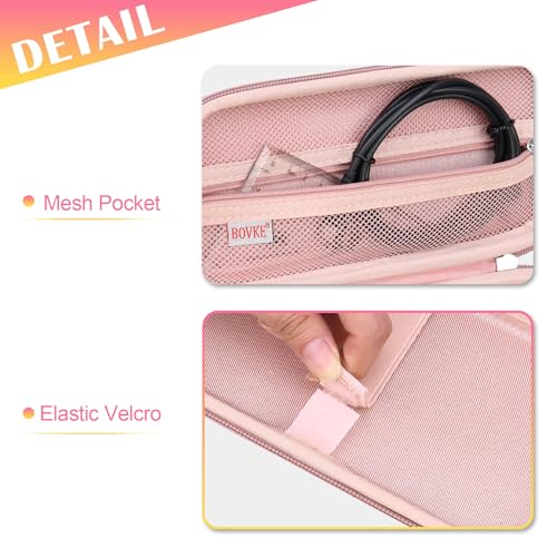 BOVKE Hard Travel Case for Texas Instruments TI-84 Plus CE/TI-84 Plus/TI-83 Plus CE/TI-83 Plus/Casio fx-9750GIII Graphing Calculator, Mesh Pocket for USB Cables, Manual, Pens, Accessories, Rosegold
