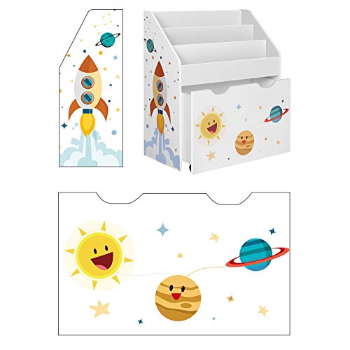 SONGMICS Étagère pour Jouets, 3 Compartiments Bibliothèque pour Enfants, Boîte à Jouets Mobile, avec roulettes, Multi-Usage, pour Chambre d'enfant et Salle de Jeux, Blanc GKR41WT