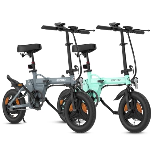 ESKUTE F100 Electric Bike,14" Electric Commuter Bicycle 36V 9Ah Battery, Range 35 Miles, Foldable Ebike for Teens/Adults, Electric Folding Ebike with Phone Holder & USB Charging Port, LCD Display