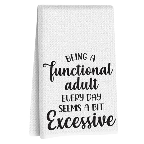 Image of Hanamiya Na Adult Humor Kitchen Towels 24x14 Inch, Funny Saying Reusable Dish Towels for Kitchen Bathroom Decor, Waffle Weave Absorbent Hand Cloth Tea Towel, Humorous Gifts for Women Mom Friend
