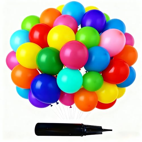 ZHIYE 200 Pack 12 10 5 Inch Party Balloons, Assorted Rainbow Multicolour Matte Latex Balloon Suitable for Birthday Party Weddings Celebrations
