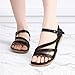 SERASTAR Flat Sandals for Women Dressy - Black Cushioned Summer Sandals - Comfortable Walking Ankle Strap Womens Flats Sandal Size 8.5