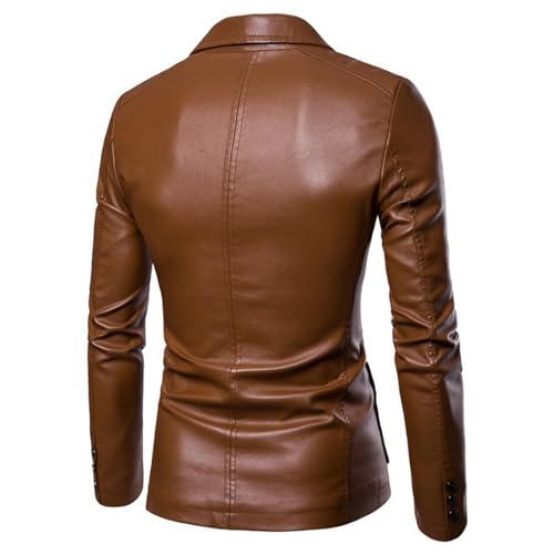 Blazer masculino de couro versátil slim fit jaqueta de terno manga comprida gola lapela casaco casua