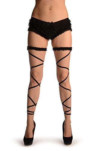 Jambières ruban élastique noir et jarretière dentelle LissKiss taille unique 34-44
