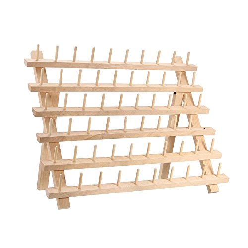 Ausuky Soporte plegable para hilo de madera con soporte organizador para montaje en pared 120/60, cono de bobina, conos de costura para hilo (60) Cover