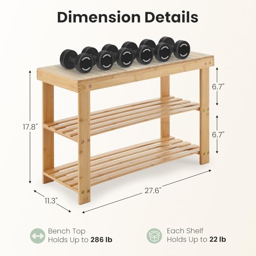 DUMOS-Shoe-Rack-Bench-with-Storage-3-Tier-Bamboo-Entryway-Benches-Wooden-Shoe-Rack-Holds-Up-to-286-lb-Storage-Organizer-Suitable-for-Bedroom-Living-Room-Balcony-Classical-Wood