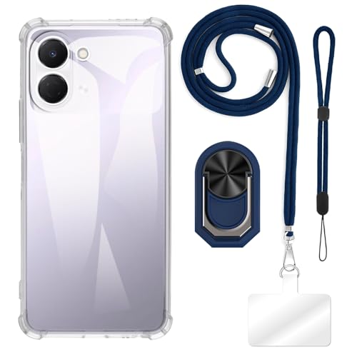 ESACMOT [4 in 1] �P�[�X Tecno Spark Go 3 4G 2026 �Ƃ̌݊�������A�X�g���b�v�A���X�g�o���h�A�����O�t���A�ϏՌ��ی�J�o�[���s�p�Z�b�g (�N���A�P�[�X + �u���[�Z�b�g)