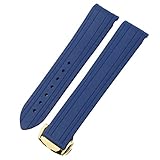 HEPUPer omega Seamaster 300 Fine curva Sports Waterproof Cinger Watchband in acciaio inossidabile 20mm 22mm Cingcio di silicone in gomma(Navy gold buckle,22mm)