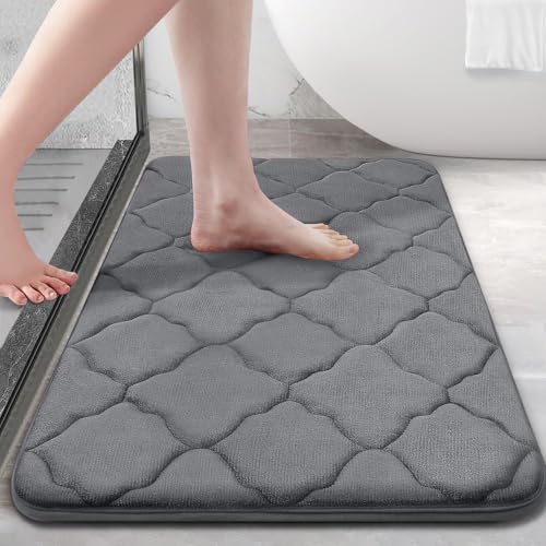 Homaxy Memory Foam - Tapis de bain antidérapant, doux, absorbant, lavable, facile à entretenir, 40 x 60 cm, gris foncé