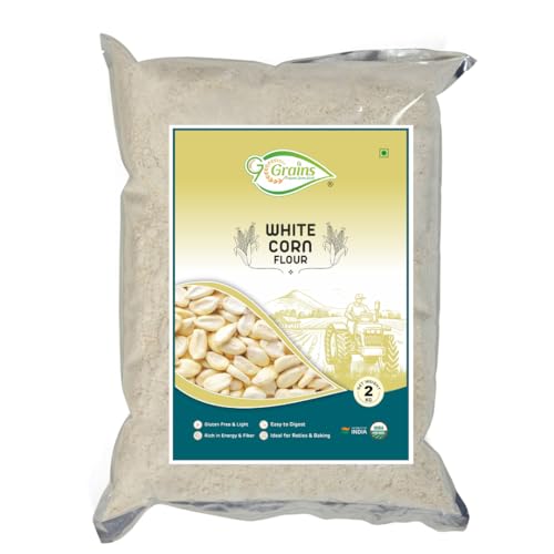 Image of White Corn Flour (2Kg)| Maize Flour | White Corn ka Atta | Makai ka Atta | Stone-Grinding | For Eating And Cookings |Produce of India from Organic Farms By G7 Grains
