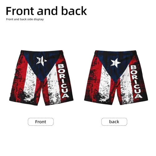 Puerto Rico American Flag Boys Swim Trunks with Compression Liner Big Kids Bathing Suit Teen Quick Dry Board Shorts Youth Swimming Shorts Beach Swimwear X-Large Orange2