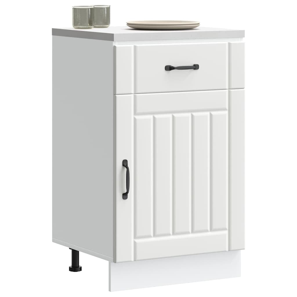 vidaXL Armoire de Cuisine Lucca Blanc Bois d'ingénierie, Meuble d'évier, Meuble de Cuisine avec tiroir, Meuble de Cuisine à tiroir