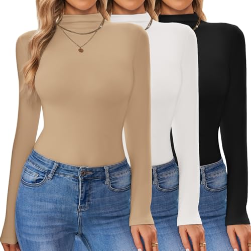 Ekouaer Long Sleeve Turtleneck Shirt for Women