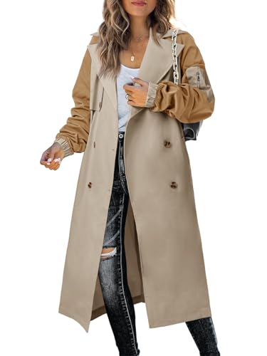 Amazon.com: Tankaneo Women Color Block Long Trench Coat 2024