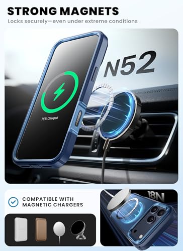 I-Blason Cover Per Iphone 17 Pro Max 6.9'' Con Supporto Integrato Magsafe [Pellicola Temperata 9H] [Protezione Militare] [Pulsante Controllo Fotocamera] Custodia Magnetica A Copertura Totale (Blu) - 7