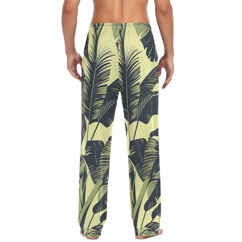 Men's Pajama Pants Tropical Leaf Sleep Pajama Lounge Pant with Pockets, Elastic Waistband2