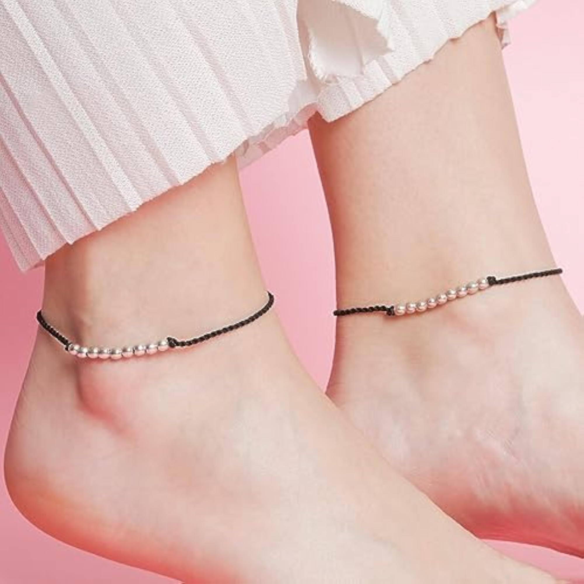 Women's 925 Sterling Silver Beads Gentle Thread Anklet