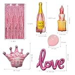 Pink Birthday Party Decorations Set for Women,Happy Birthday Letter Balloon Banner,Foil Balloons,Crown Balloon,Confetti Balloons and Fringe Curtain for Happy Birthday Party Supplies - Image 2
