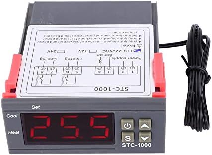 STC-1000 Digital Temperature Controller, Digital Temperature Controller Thermostat Sensor Switch Dual Relay Output Thermostat with NTC, 1M Temp Control Thermostat (110~240VAC)