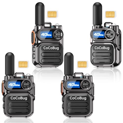 Lifetime Free Global Unlimited Range Rapid Walkie Talkies, Long Range Two-Way Radio 4G LTE PoC with Nationwide Range, Durable Radios for Truck Fleet,Construction site(4 Pack with SIM Cards)