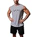 InleaderStyle Mens Sleeveless Tank Tops Workout Gym Muscle Shirts Graphic Casual Summer Beach T-Shirt - Grey-M