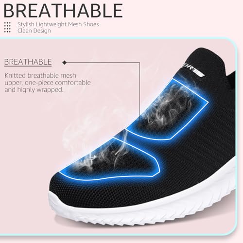 Littleplum Damen Sneaker Atmungsaktiv Turnschuhe Leicht Laufschuhe Sportschuhe Damen Schuhe,Schwarz Weiß,38 EU
