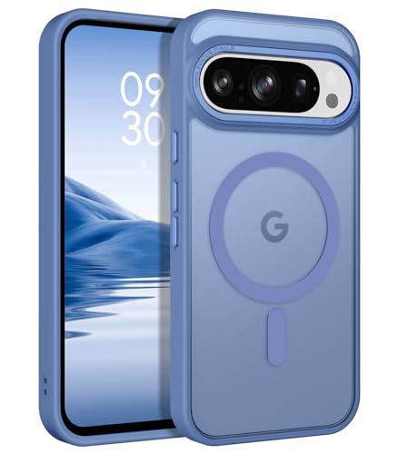 Coque Google Pixel 9 Pro magnétique bleu clair mate et antichoc